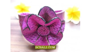 Balinese Leather Bracelets Flowers Handmade Designs